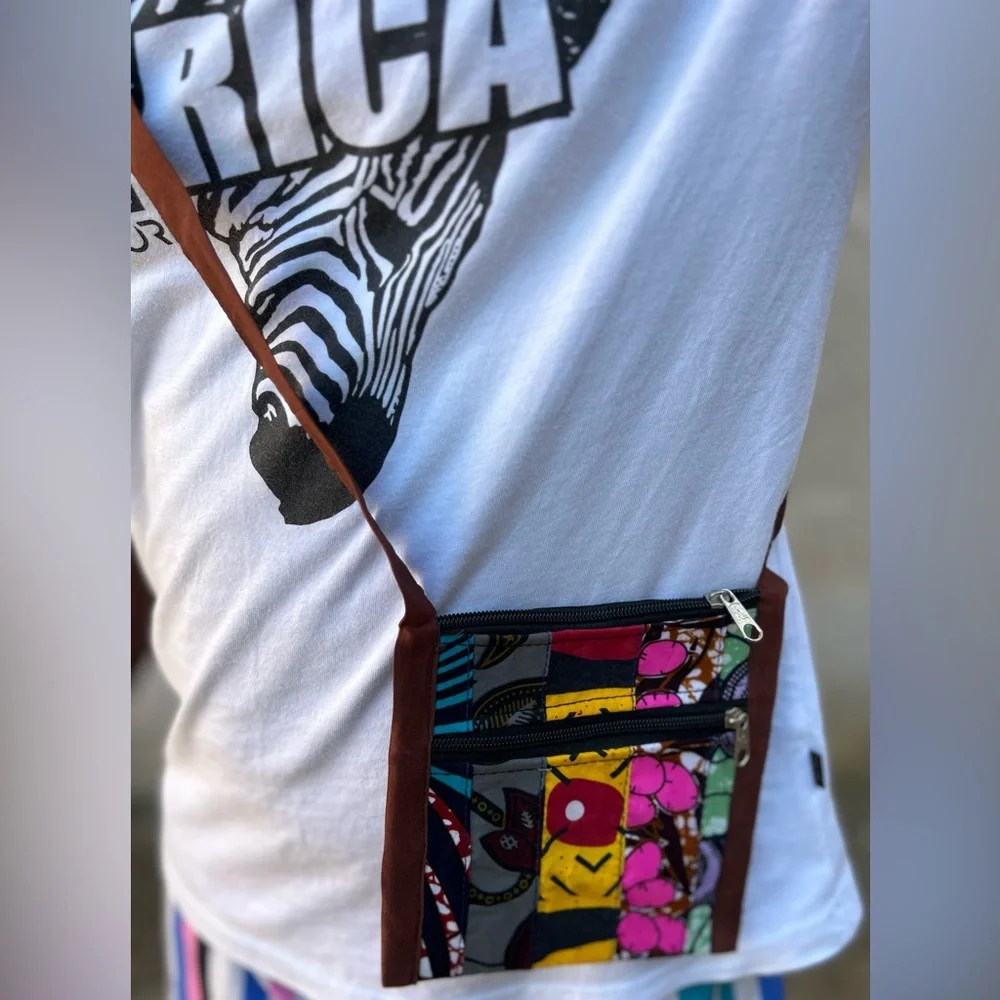 NW 💯 Cotton Patch Vlisco Fabric Crossbody Purse Sz 6”x 6”